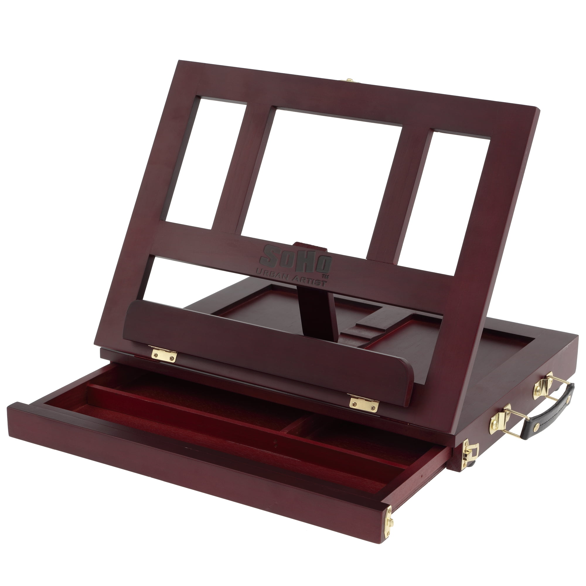 SoHo Urban Artist Wooden Desk Easel & Drawing Stand – Foldable, LightWeight Drawing Table - Mahogany Finish Painting Easel