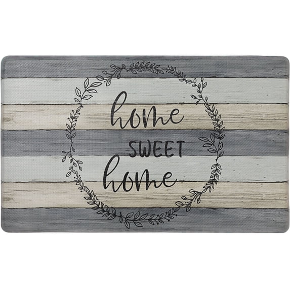 SoHome Cozy Living Home Sweet Home Modern Farmhouse Anti-Fatigue Kitchen Mat, 20"x36", Grey/Beige