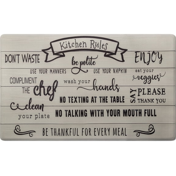 SoHome Cozy Living Kitchen Rules Anti-Fatigue Kitchen Mat, Beige/Black, 17.5"x30"