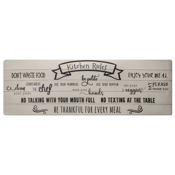 SoHome Cozy Living Kitchen Rules Runner Anti-Fatigue Kitchen Mat, Beige/Black, 17.5"x55"