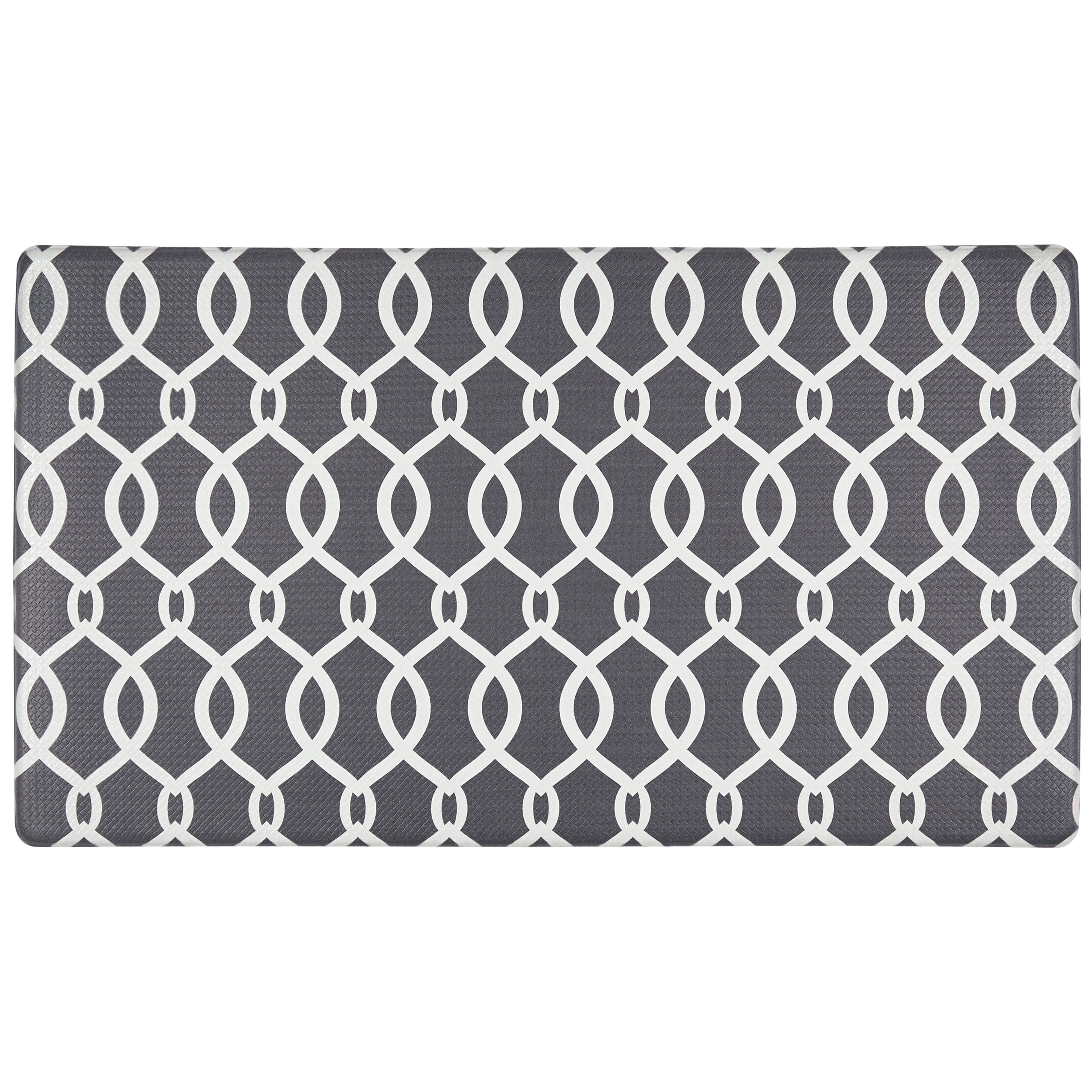SoHome Cozy Living Kochi Lattice Anti-Fatigue Kitchen Mat, Black/White, 17.5"x30"