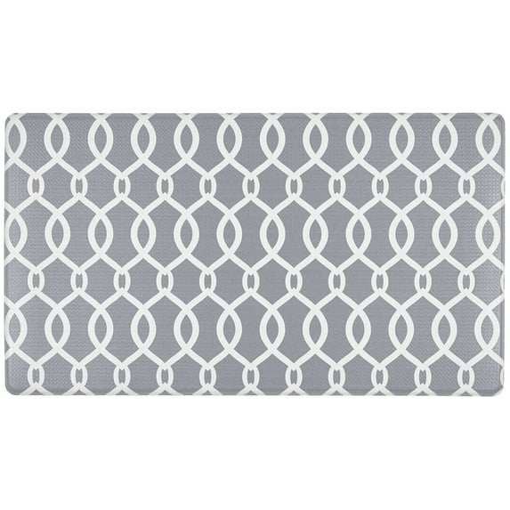SoHome Cozy Living Kochi Lattice Anti-Fatigue Kitchen Mat, Grey/White, 17.5"x30"