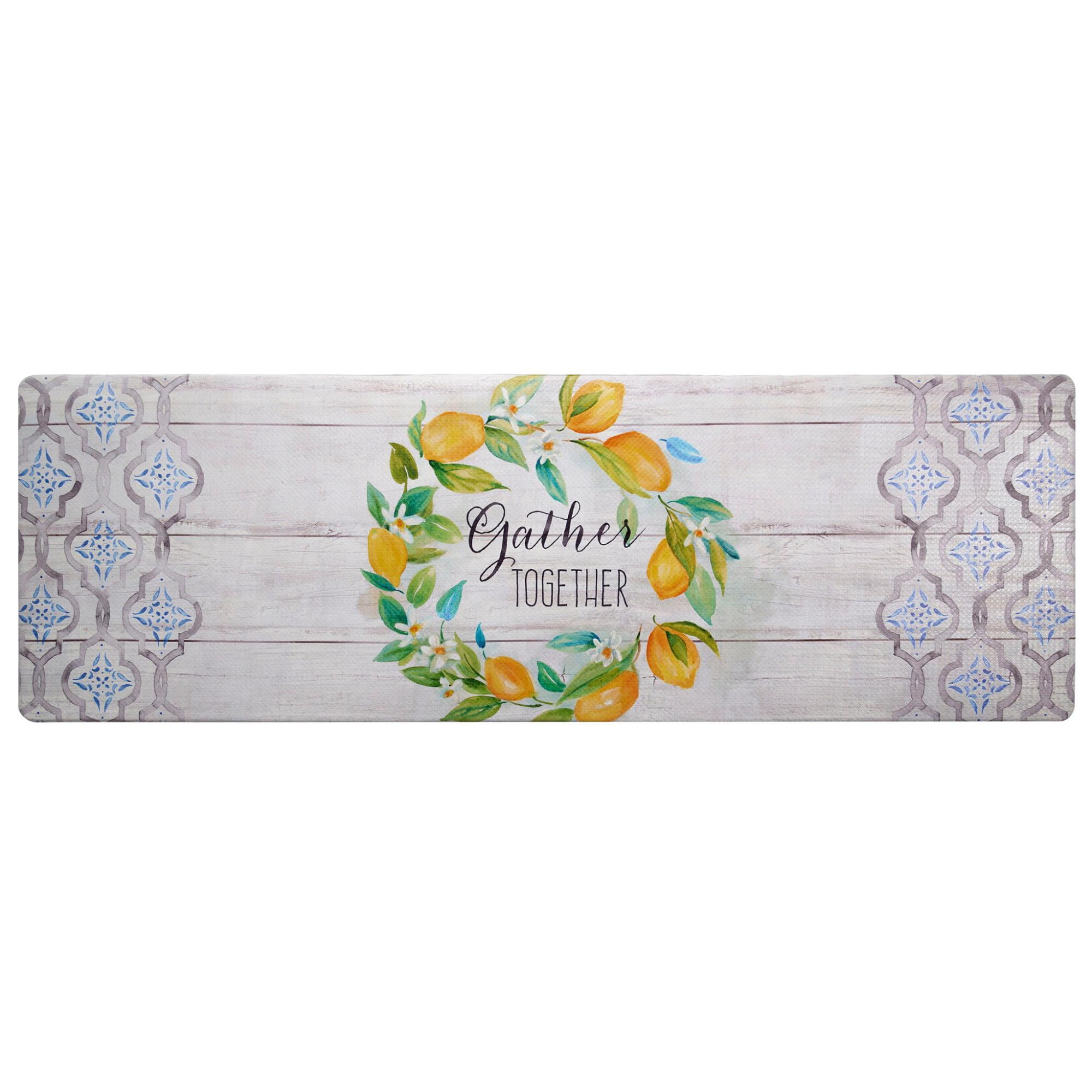 Grey and Yellow PVC Anti-Fatigue Kitchen Runner Mat