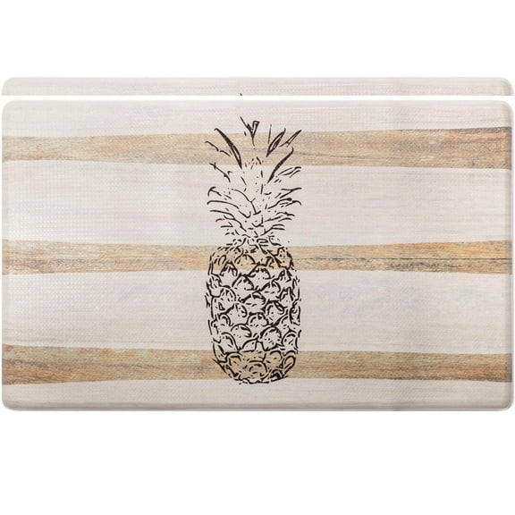 SoHome Cozy Living Pineapple Anti-Fatigue Kitchen Mat, Beige/Black, 17.5"x30"