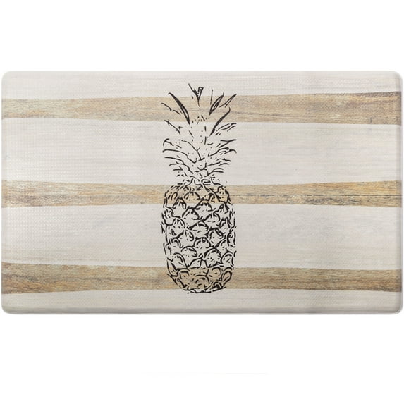 SoHome Cozy Living Pineapple Anti-Fatigue Kitchen Mat, Beige/Black, 20"x36"