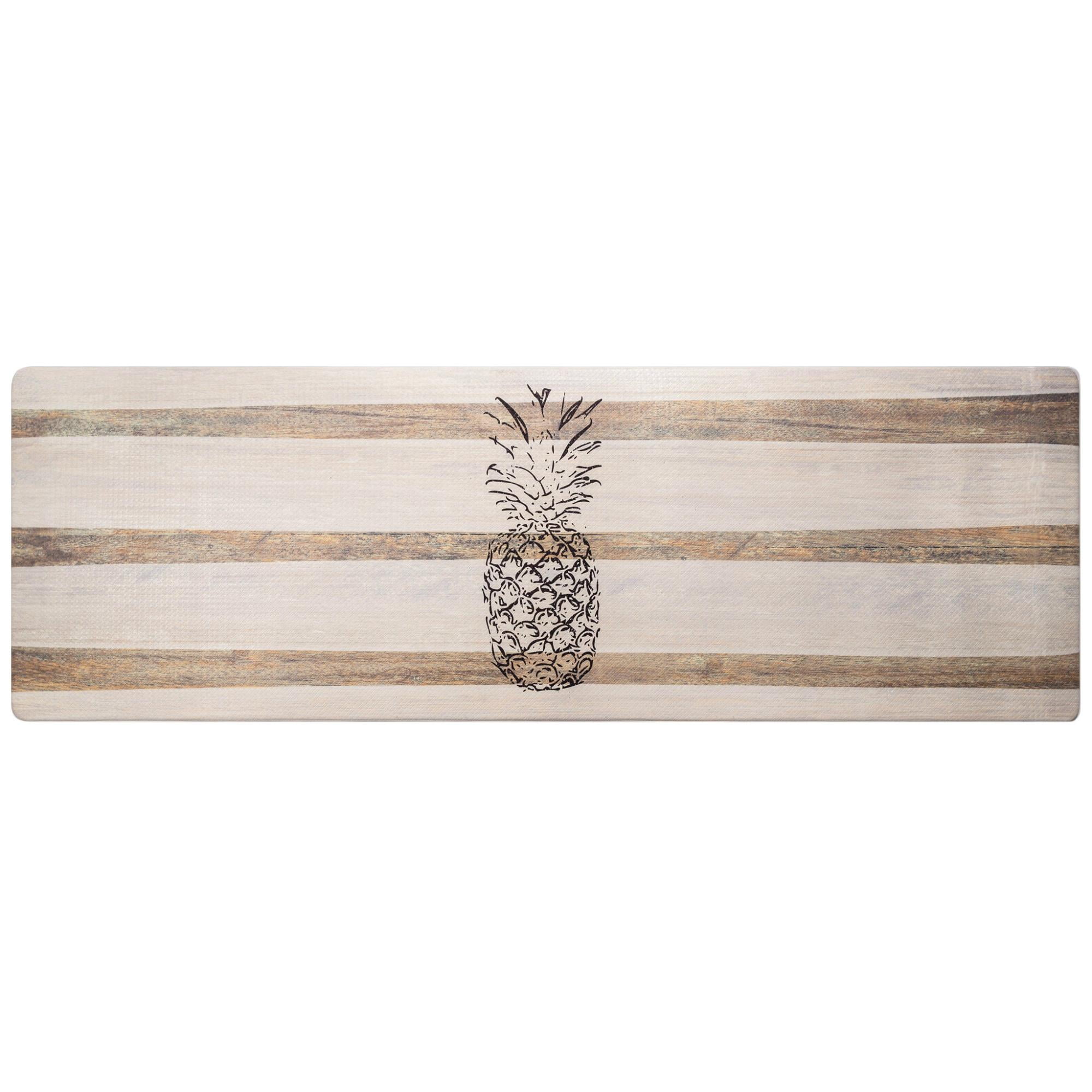 Beige and Black Pineapple Design Anti-Fatigue Kitchen Mat