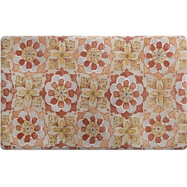 SoHome Cozy Living Turkish Tile Spice Floral Anti-Fatigue Kitchen Mat, Red/Yellow, 17.5"x30"