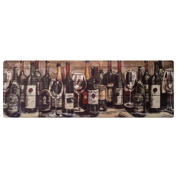 SoHome Cozy Living Wine Collection Runner Anti-Fatigue Kitchen Mat, Brown/Red, 17.5"x55"