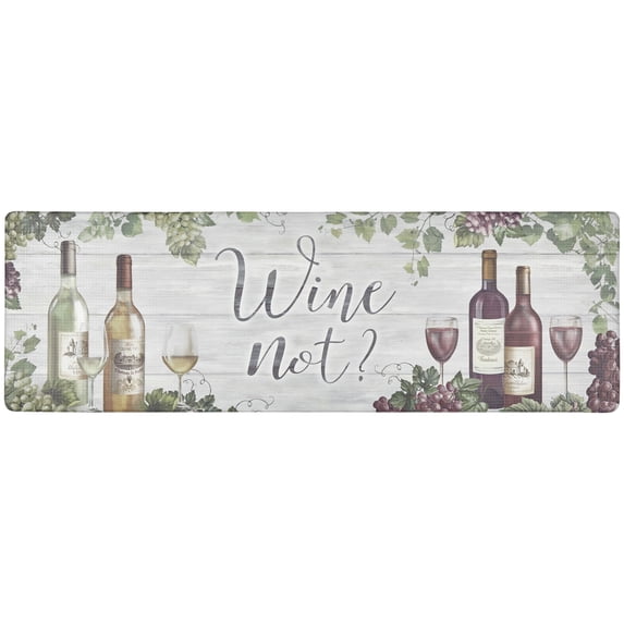 SoHome Cozy Living Wine Not Runner Anti-Fatigue Kitchen Mat, Grey/Red, 17.5"x55"