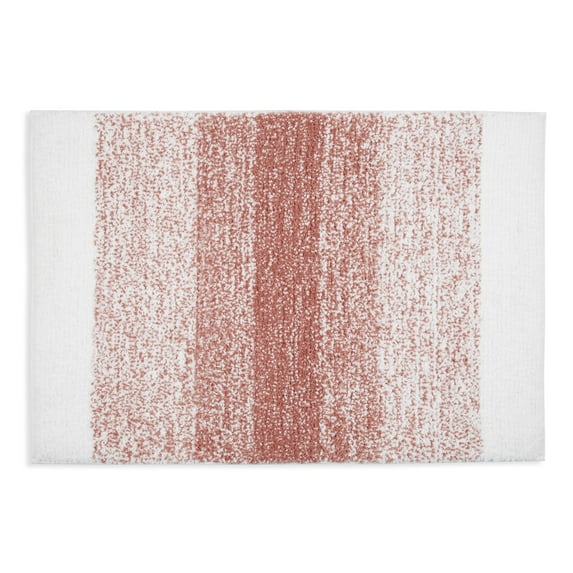 SoHome Melange Stripe Modern Ombre Machine Washable Bath Mat, Dusty Rose/White, 17"x24"
