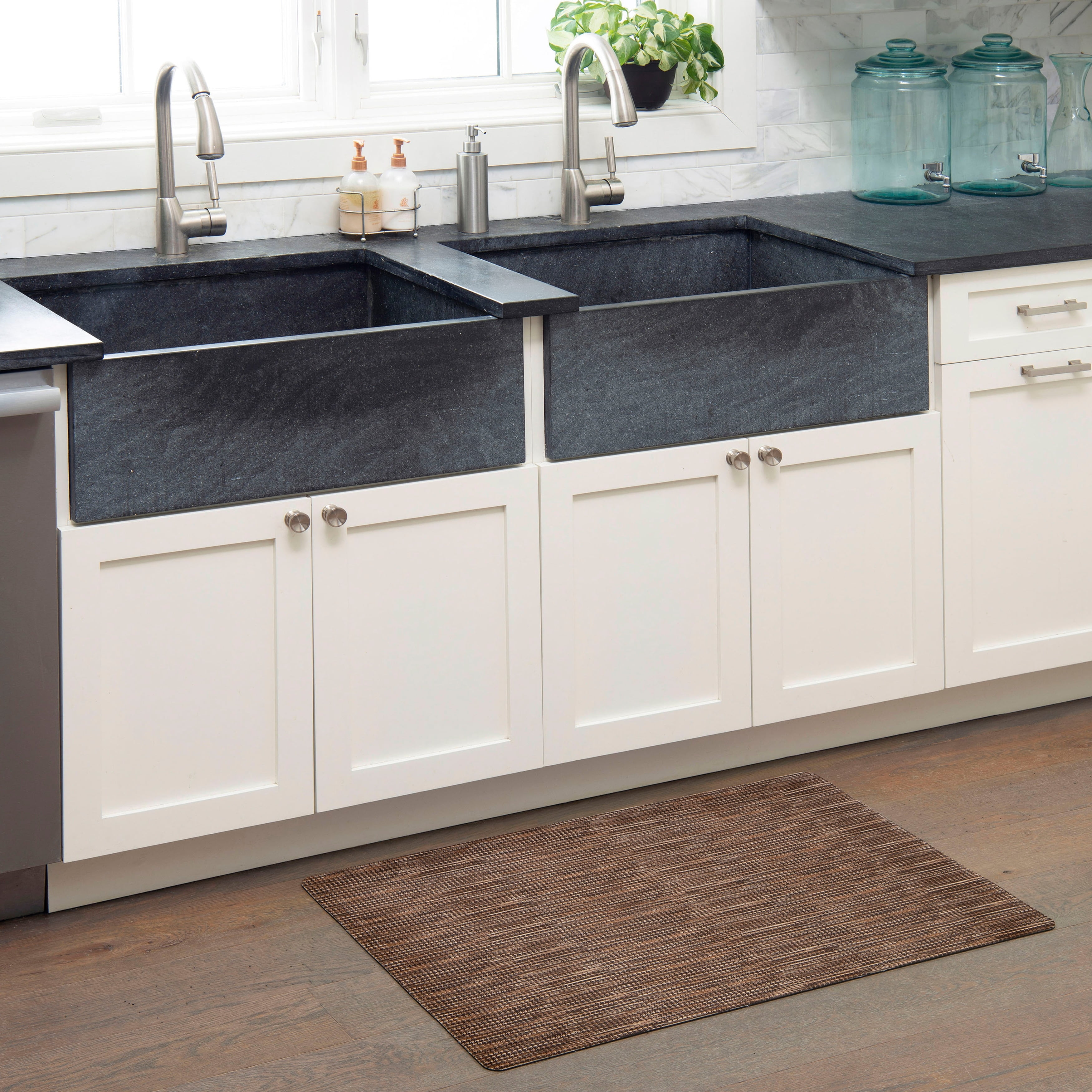 Smooth Step Brown and Black Rubber Kitchen Doormat