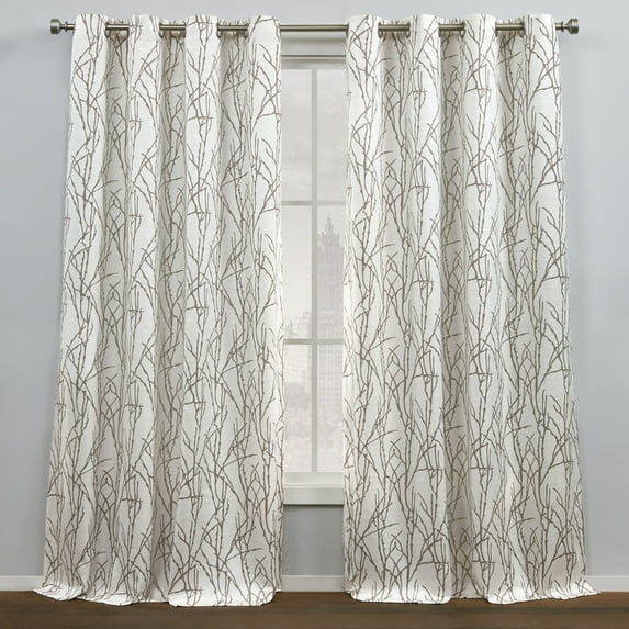 TOWN & COUNTRY BASICS Sohome Willow Sheer Solid Linen Texture Curtains Tassles, Grooment Top, 2-Pack Set, 54"x108", Tan