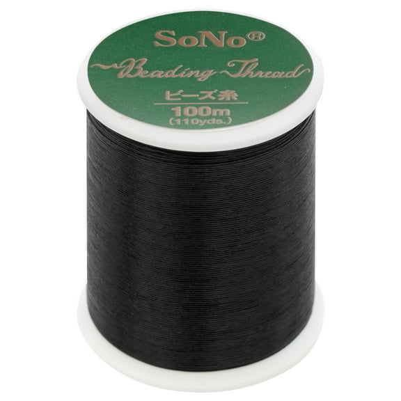 SoNo Beading Thread – Nylon Japanese Thread for Jewelry Making, Black, 330dtex (Size B), 100m