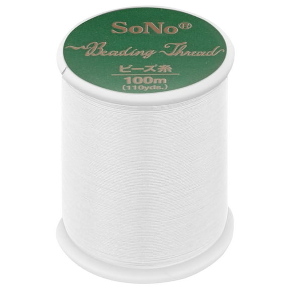 SoNo Beading Thread – Nylon Japanese Thread for Jewelry Making, White, 330dtex (Size B), 100m