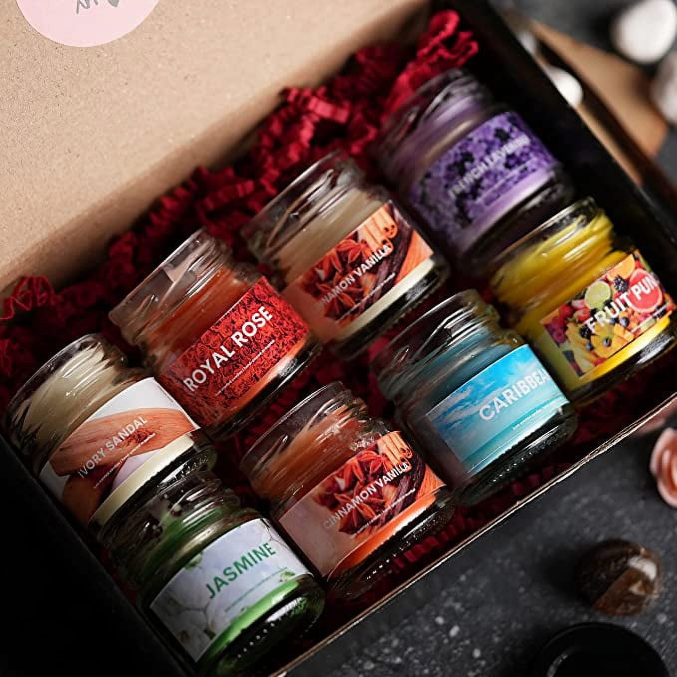 SoSa Candles Mini jar scented soy wax candle gift set of 8 scent | Gift for Christmas, Home Decor Candle (White, Pack of 8)