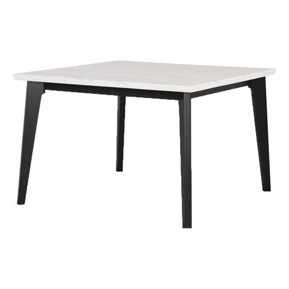 Soa Dining Table- 54 Inch Square White Marble Top- Black Legs