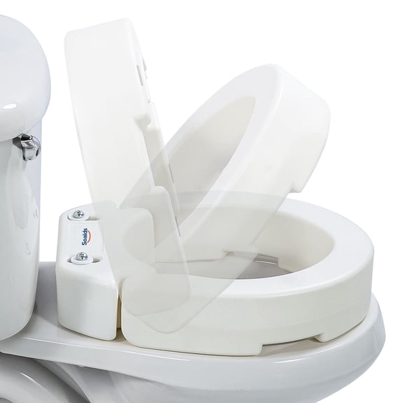 Soaids 3.5 Inch Hinged Raised Toilet Seat Risers for Seniors and Adults (Standard Round)