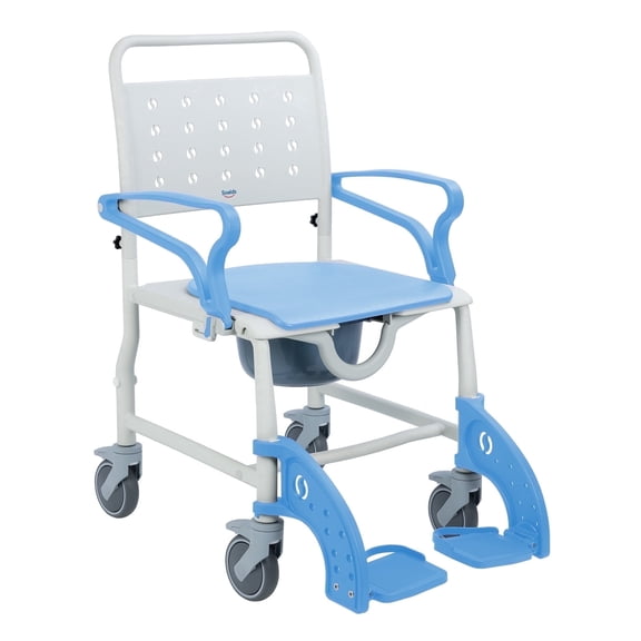 Soaids 4-in-1 Bedside Commode Chair with Wheels, Rolling Shower Chair for Seniors, Disabled & Adults, Over Toilet Seat, Flip-Up Arms, 350 lb Capacity
