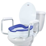 Soaids 4 inch Padded Raised Toilet Seat Risers for Seniors, Elevator with Handles, Daily Use & Post-Surgery, Support to 300 lbs
