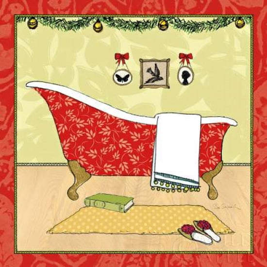 Soak Awhile - Holiday Tub Canvas Art - Sue Schlabach (24 x 24)