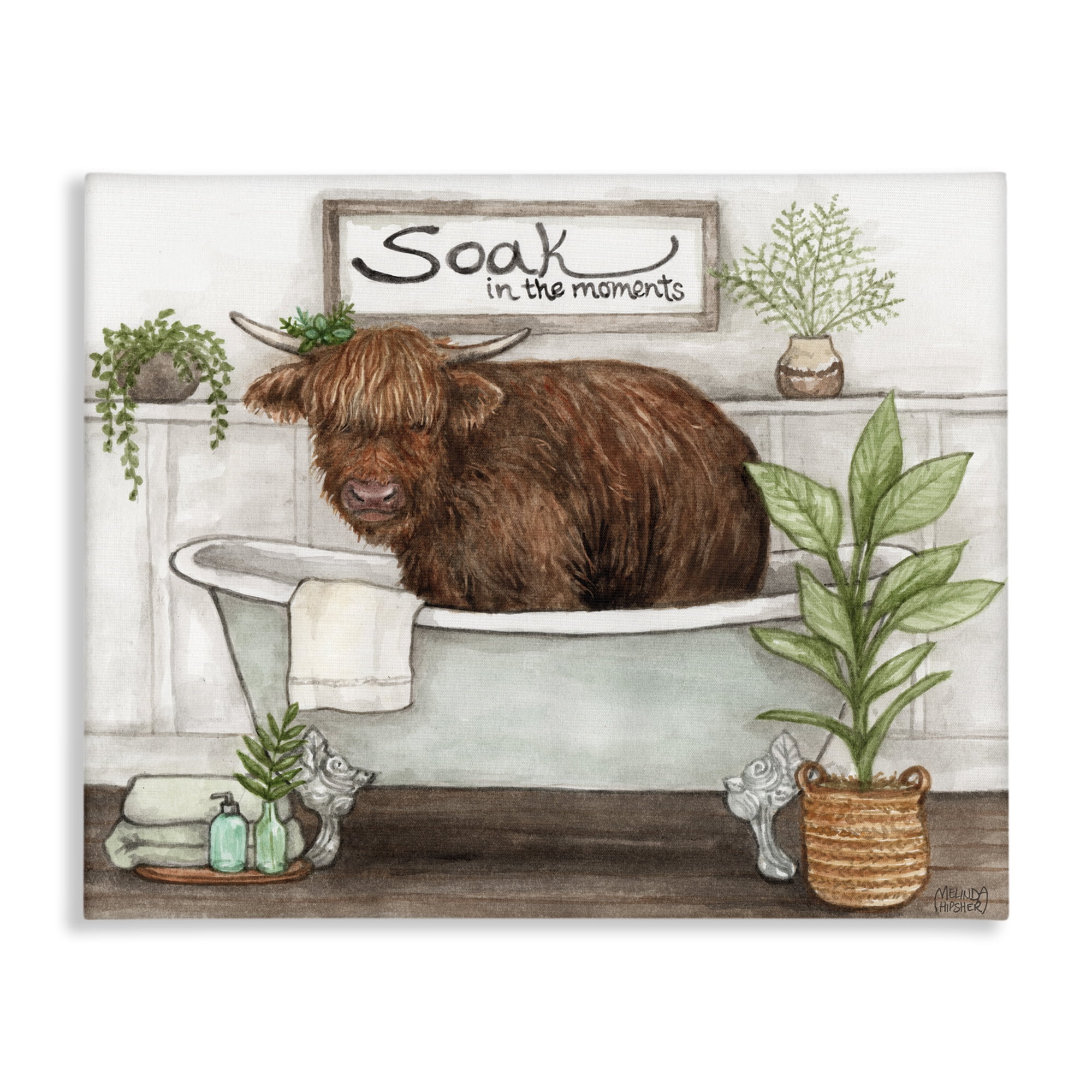 Soak In Moments Cattle Canvas Wall Art, design by Melinda Hipsher