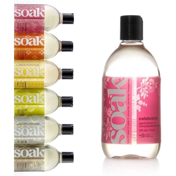 Soak Laundry Soap  No Rinse, Plant Derived Hand Wash Detergent - 375 ml / 12 fl. oz, 75+ Washes (Celebration)