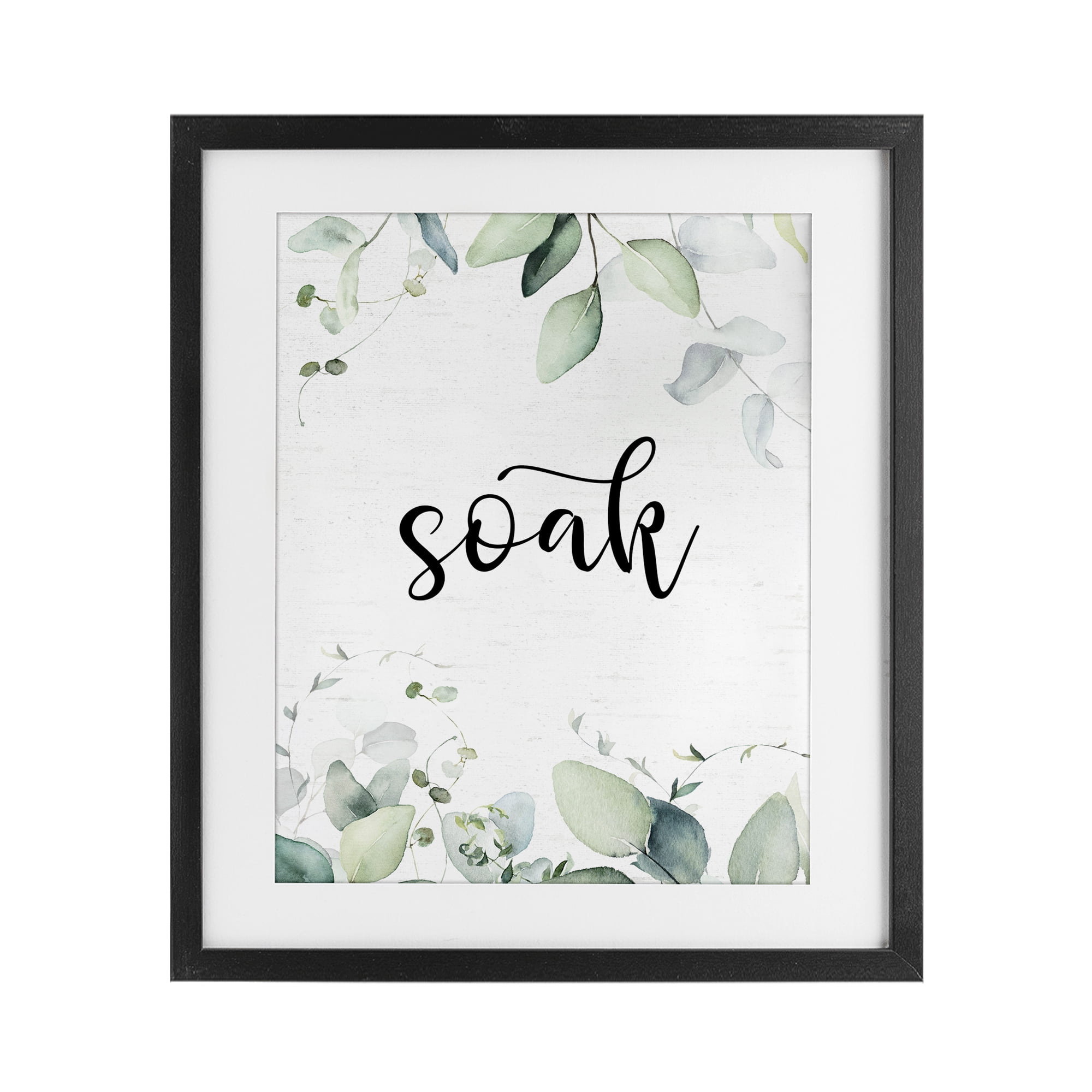 Soak Leafy Herbs Black Framed Print Under Glass, design by Lettered and Lined