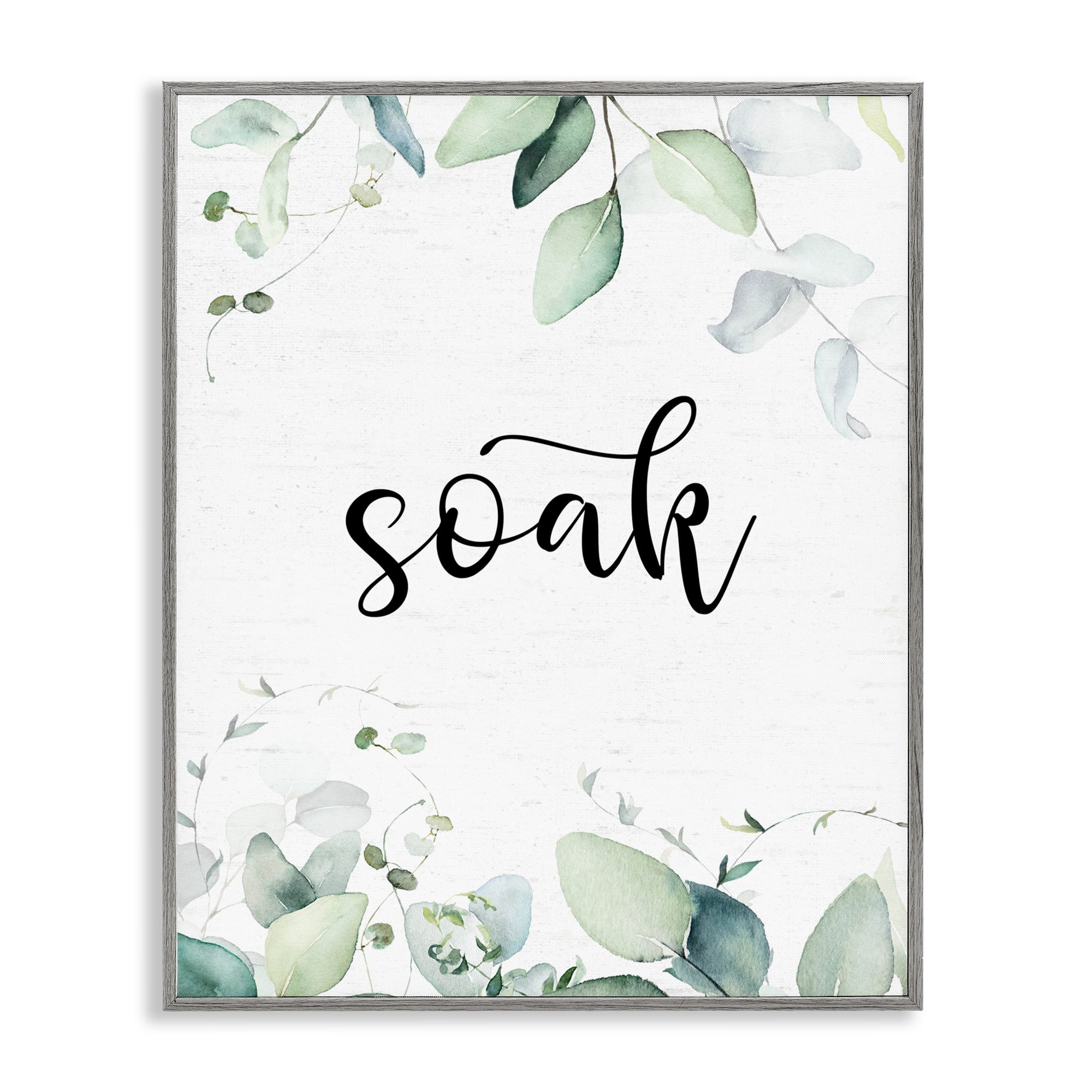 Soak Leafy Herbs Gray Framed Giclee Art, design by Lettered and Lined