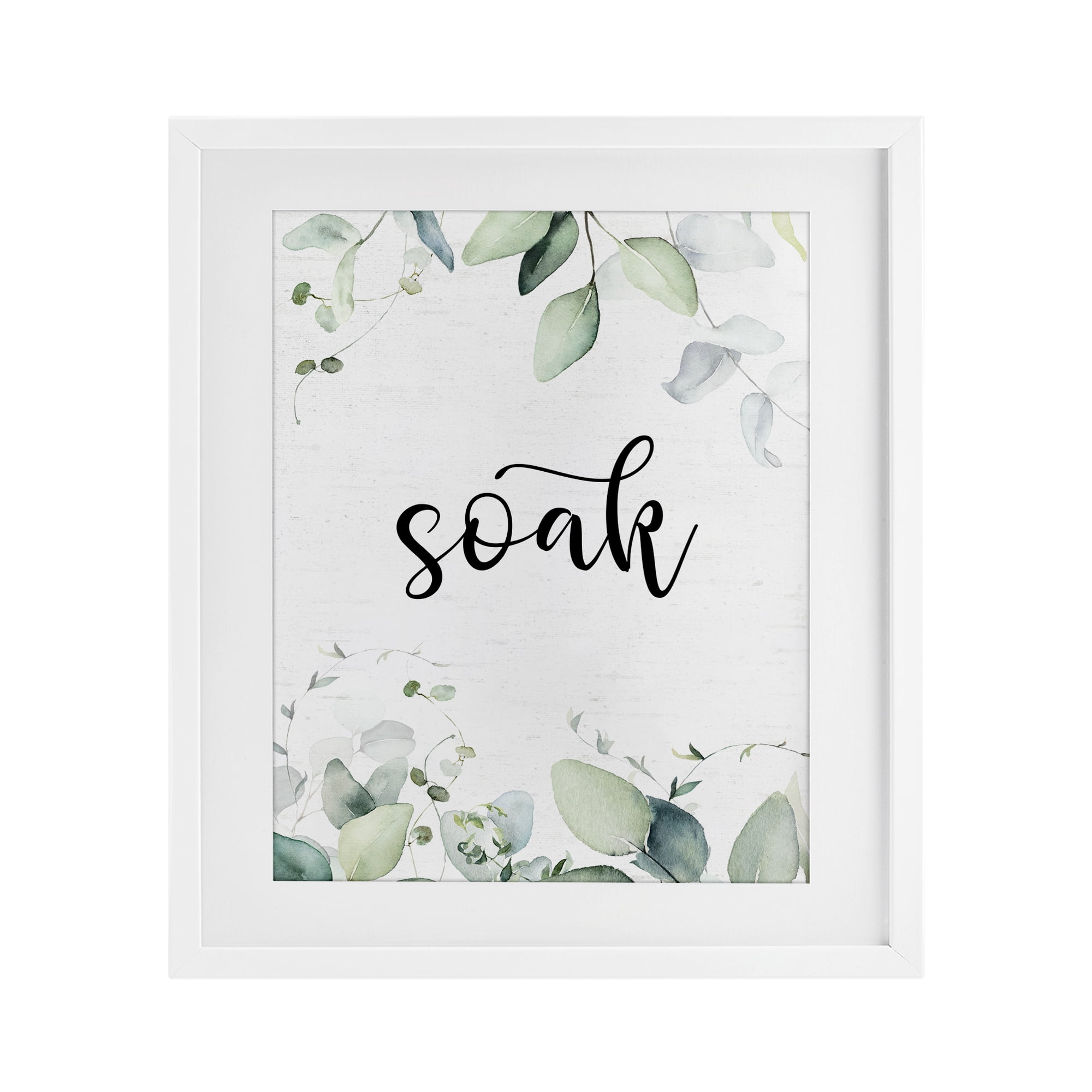 Soak Leafy Herbs White Framed Print Under Glass, design by Lettered and Lined