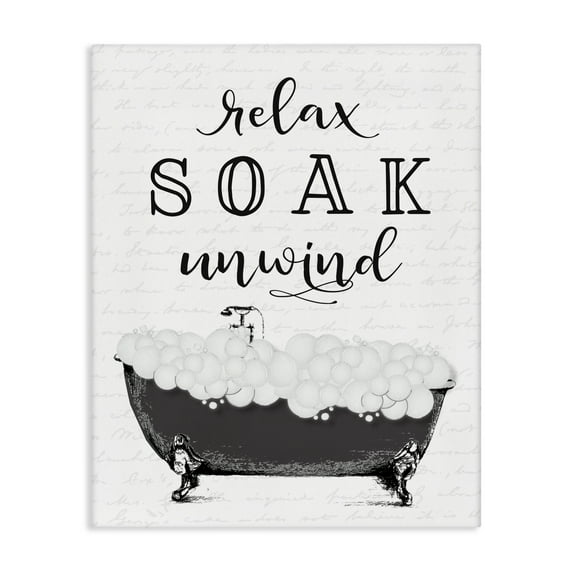 Soak Unwind Bubble Bath Canvas Wall Art, design by Lettered and Lined