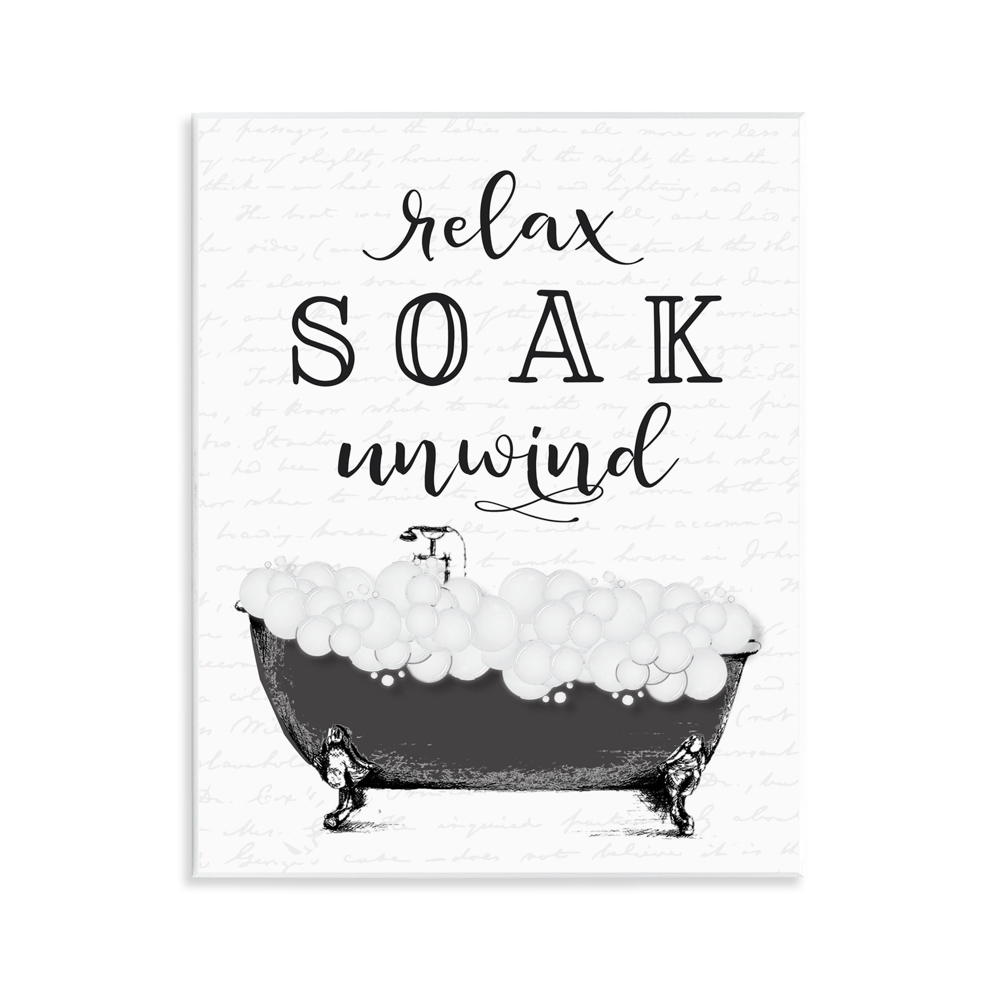 Soak Unwind Bubble Bath Wall Plaque Art, design by Lettered and Lined