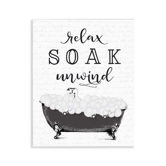 Soak Unwind Bubble Bath Wall Plaque Art, design by Lettered and Lined