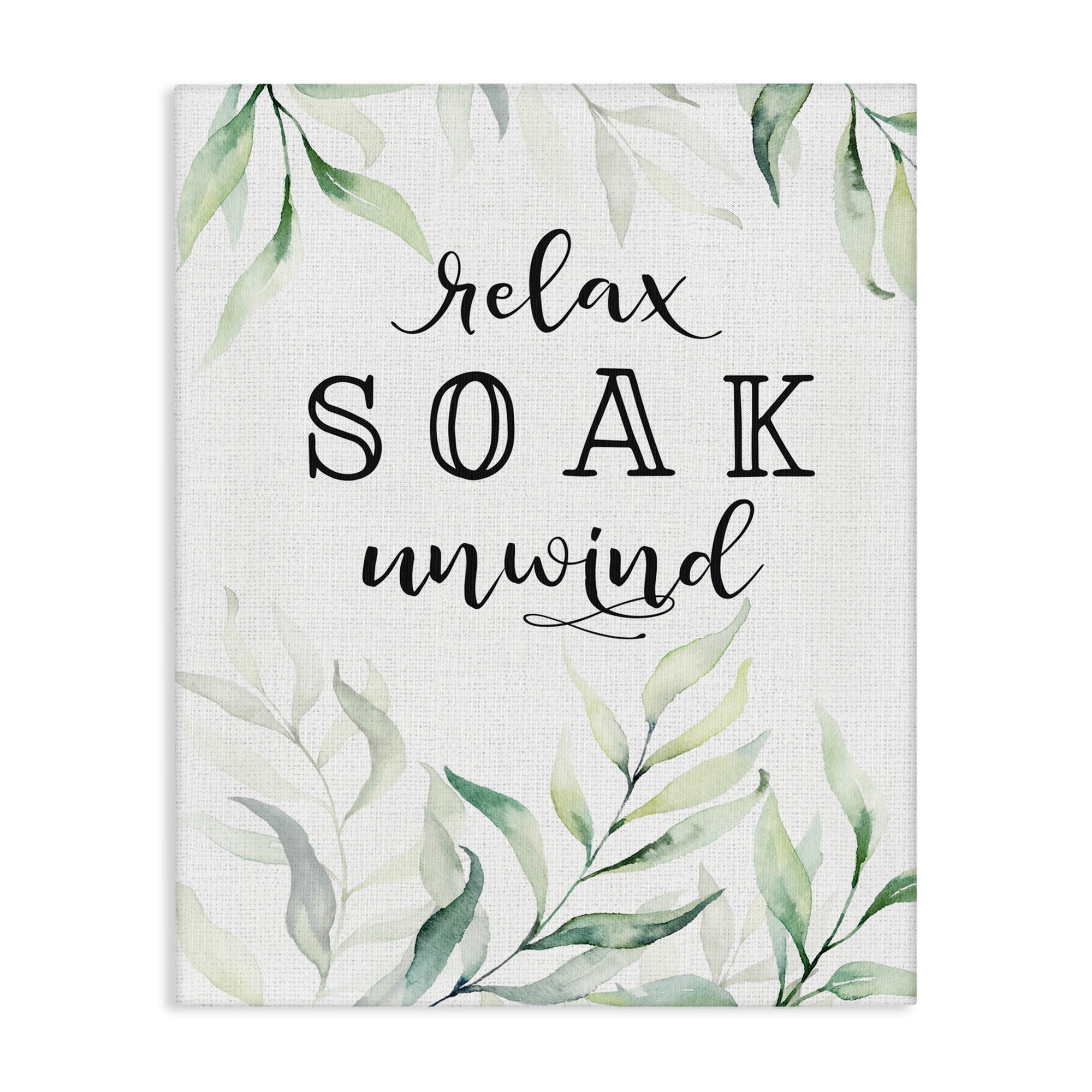 Soak & Unwind with Leaves Canvas Wall Art, design by Lettered and Lined