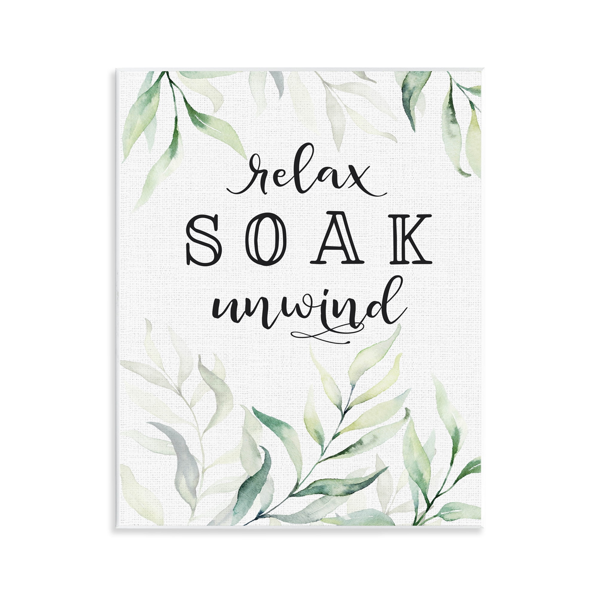 Soak & Unwind with Leaves Wall Plaque Art, design by Lettered and Lined