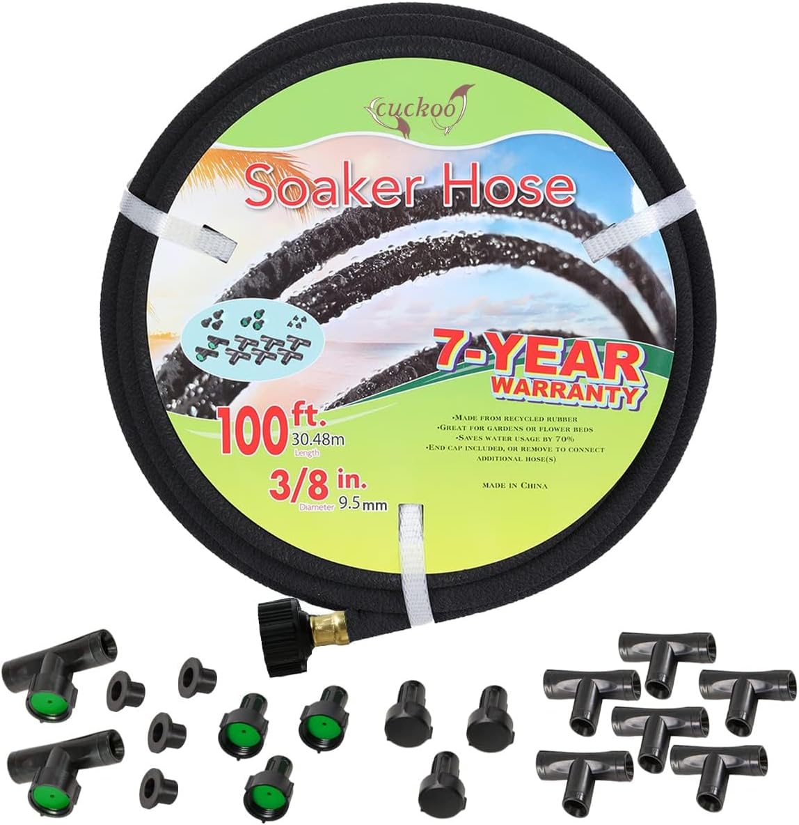 Soaker Hose 100ft With 3/8" DiameterSoaker Hose Kit with Heavy Duty