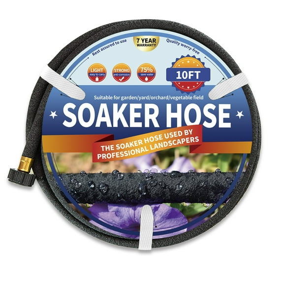 Soaker Hose 20FT(10 FT 2 Pack) for Garden Bed, Soaker Hoses 10 FT for Garden Beds To Save 80% Water, Drip Soaker Hose for Vegetable Beds Flower Bed&Yard,Landscaping(10FT-2PACK)