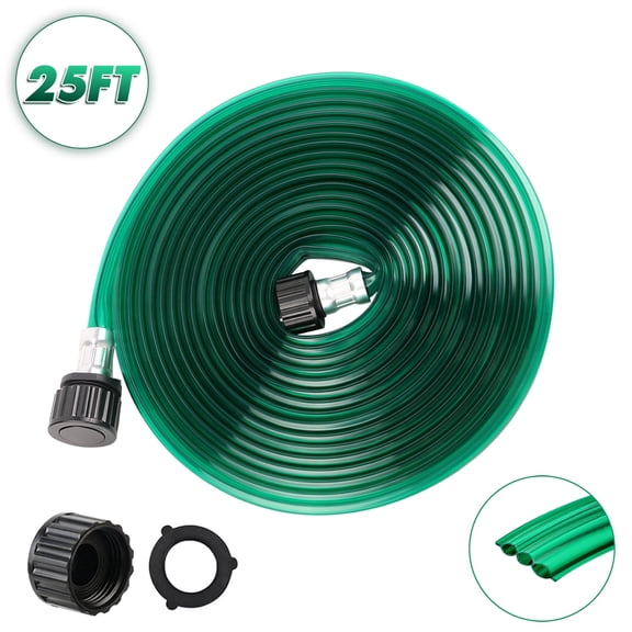 Soaker Hose 25ft Garden Irrigation Hose, Heavy Duty 3-Row Drip Hose with Even Water Distribution, Water Saving Lawn and Garden Watering System
