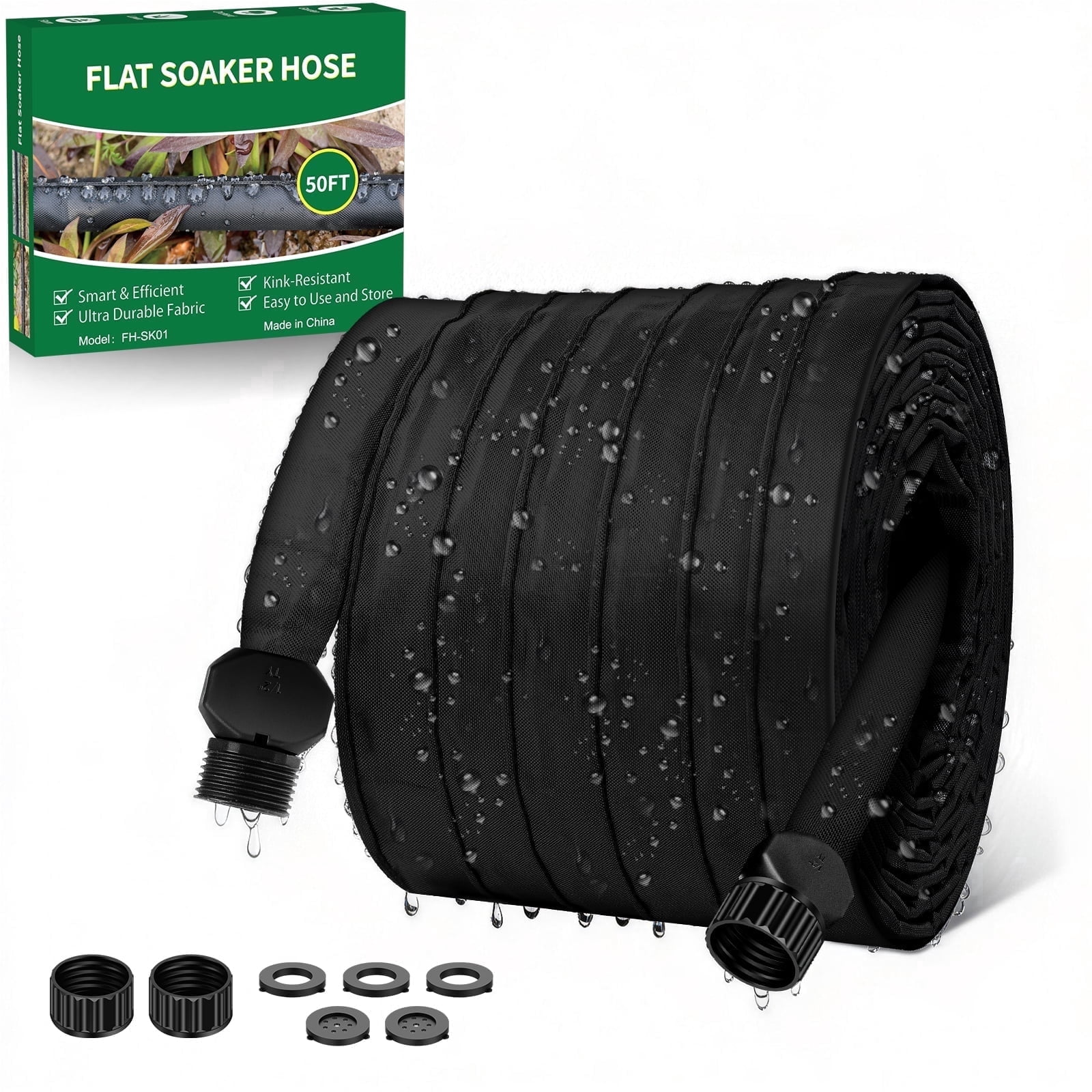 Soaker Hose 50 ft, Save 80% of Water for Drip Irrigation System, Leakproof and Flexible Double Layer, 1/2 Linkable Consistent Drip Hoses