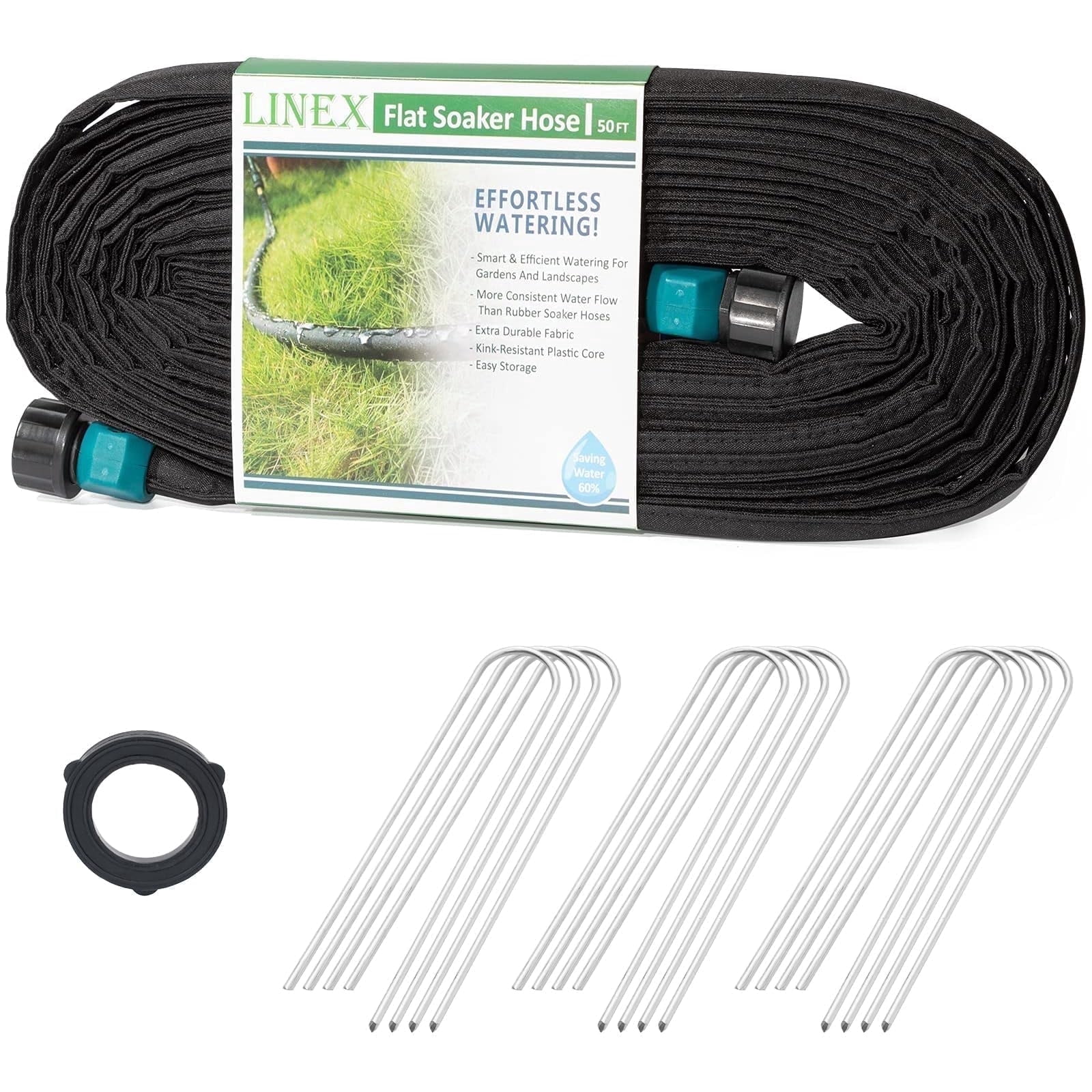 Soaker Hose 50 ft x 1/2 inch Save Water Heavy Duty Sprinkler Drip Hose for Garden Flower Bed Seedling