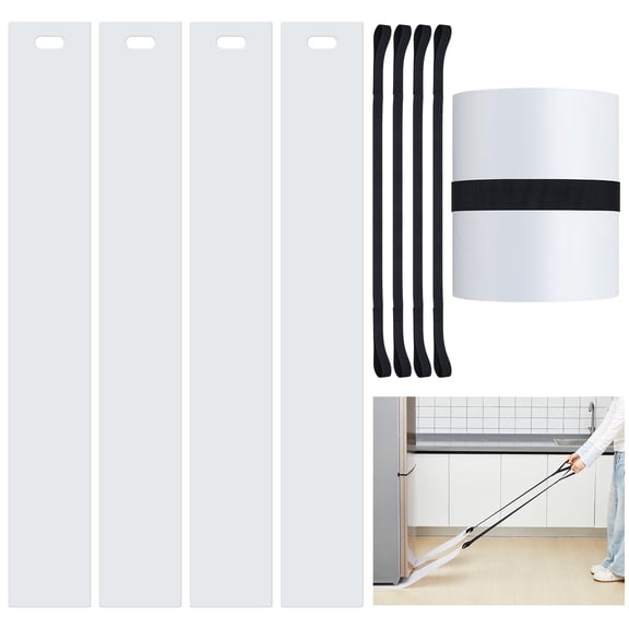 Soaoo 4 Set Long Appliance Slider with Pull Strap Appliance Mover with Handle Plastic Moving Furniture Gliders Heavy Duty Sliding Sheet for Tile Floors and Hardwood Floors, Glides Easily (8 x 60 Inch