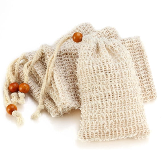 Soap Bag, Natural Sisal Soap Saver Bag Pouch Mesh Net Waste Plastic-Free Exfoliating Foaming and Drying Soap Holder for Shower