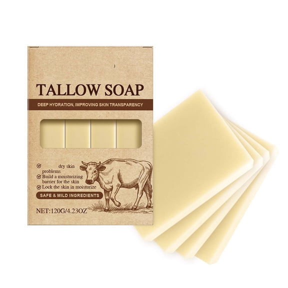 Soap Bar,Milk Soap Bar,Grass Feeding Tallow Soap 120g - Gentle Cleansing, Odor Removal, Fresh Red Foam, Perfect for Sensitive Skin(Multicoloryellow)