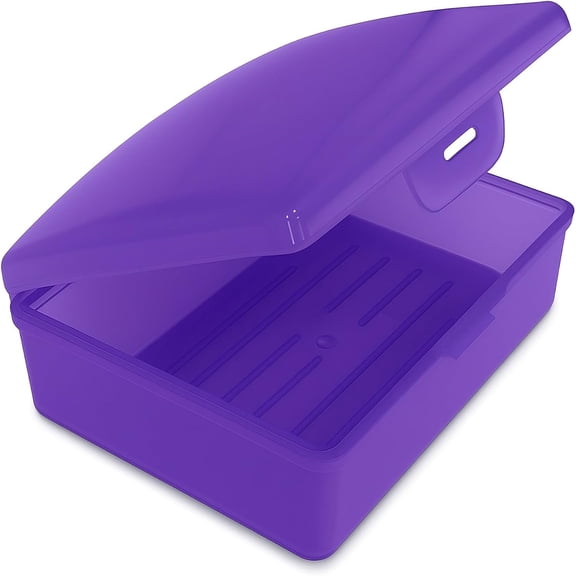 Soap Box, 1 Purple -  Soapbox with Hinged Lid and Secure Latch