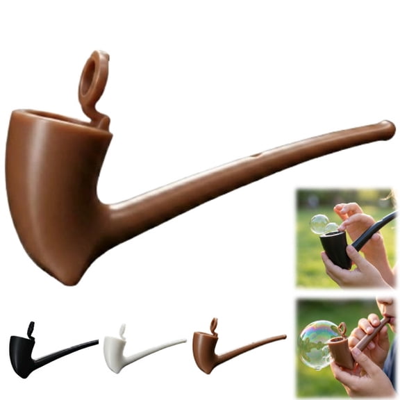 Soap Bubble Pipe, 3D Printed Creative Pipe-Shaped Bubbles Blower - Colorful Fun Bubble Blowing Pipe, Reusable Retro Fun Style Bubble Maker - for Party, Outdoor, Backyard Parties & Birthdays,Brown