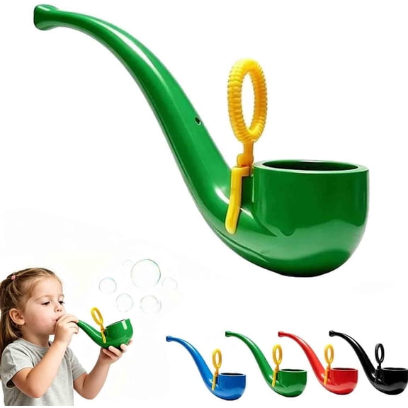 Soap Bubble Pipe, 3D Printed Novelty Bubble Blower, Reusable Retro Style Bubble Maker for Parties, Outdoor, Backyard, and Birthdays (Green)