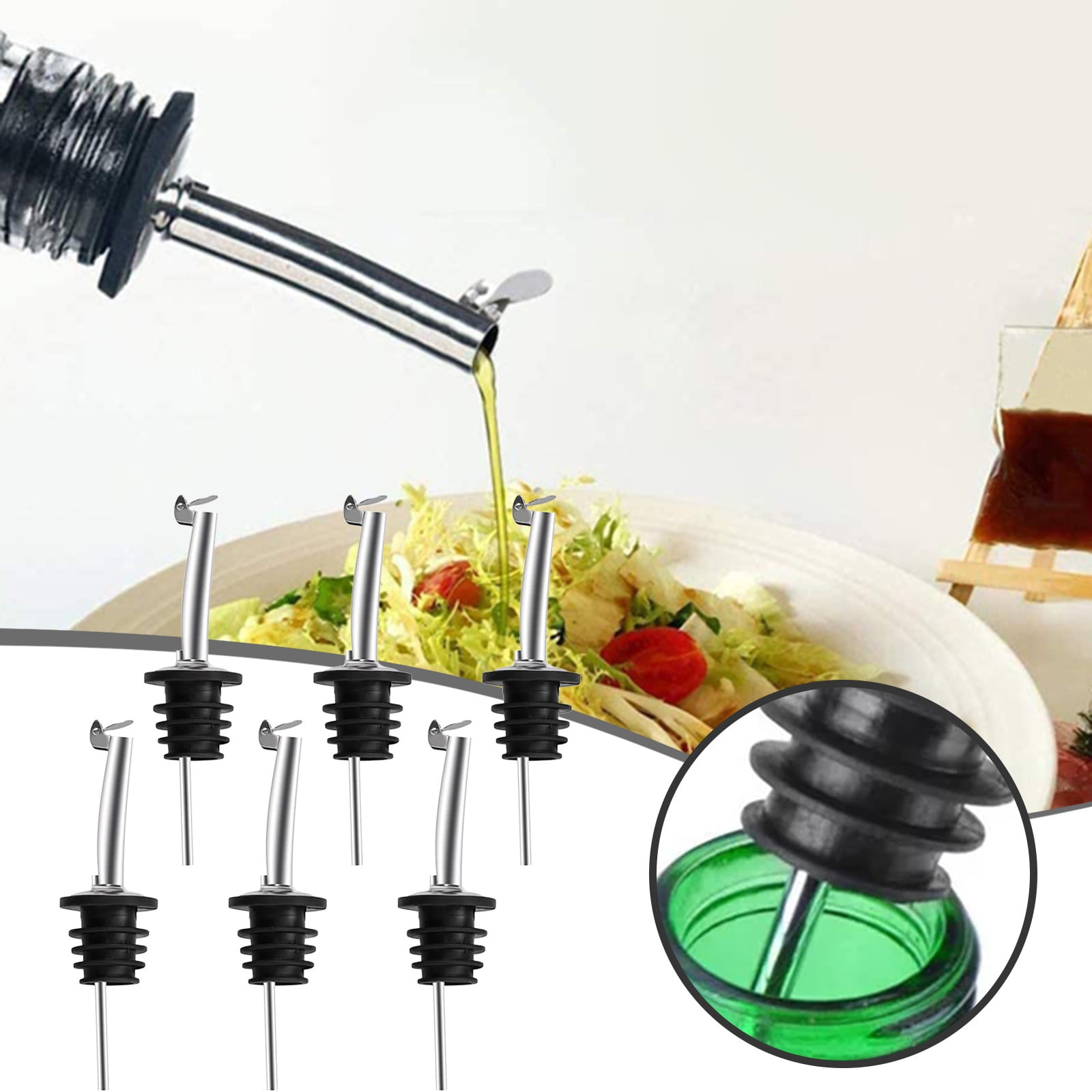 Soap Cap 6 Pack Stainless Steel Classic Bottle Pourers Tapered Spout