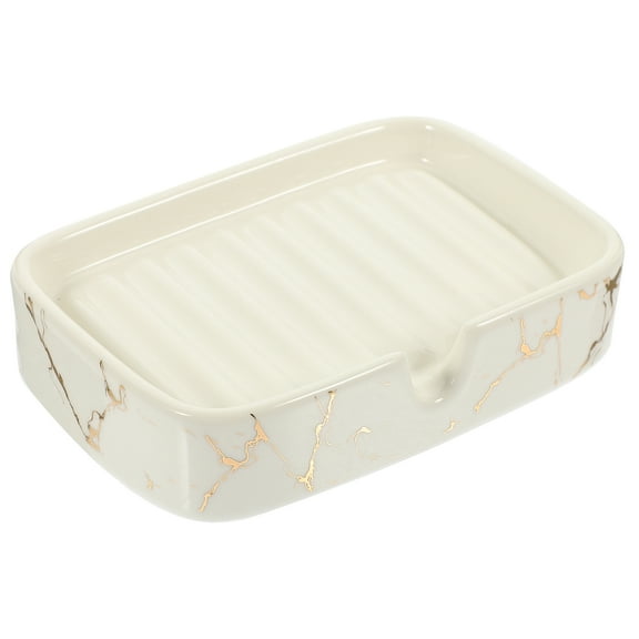 Soap Ceramic Dish Self-draining Holder Multifunctional Shower Kitchen Cleaning Sponge