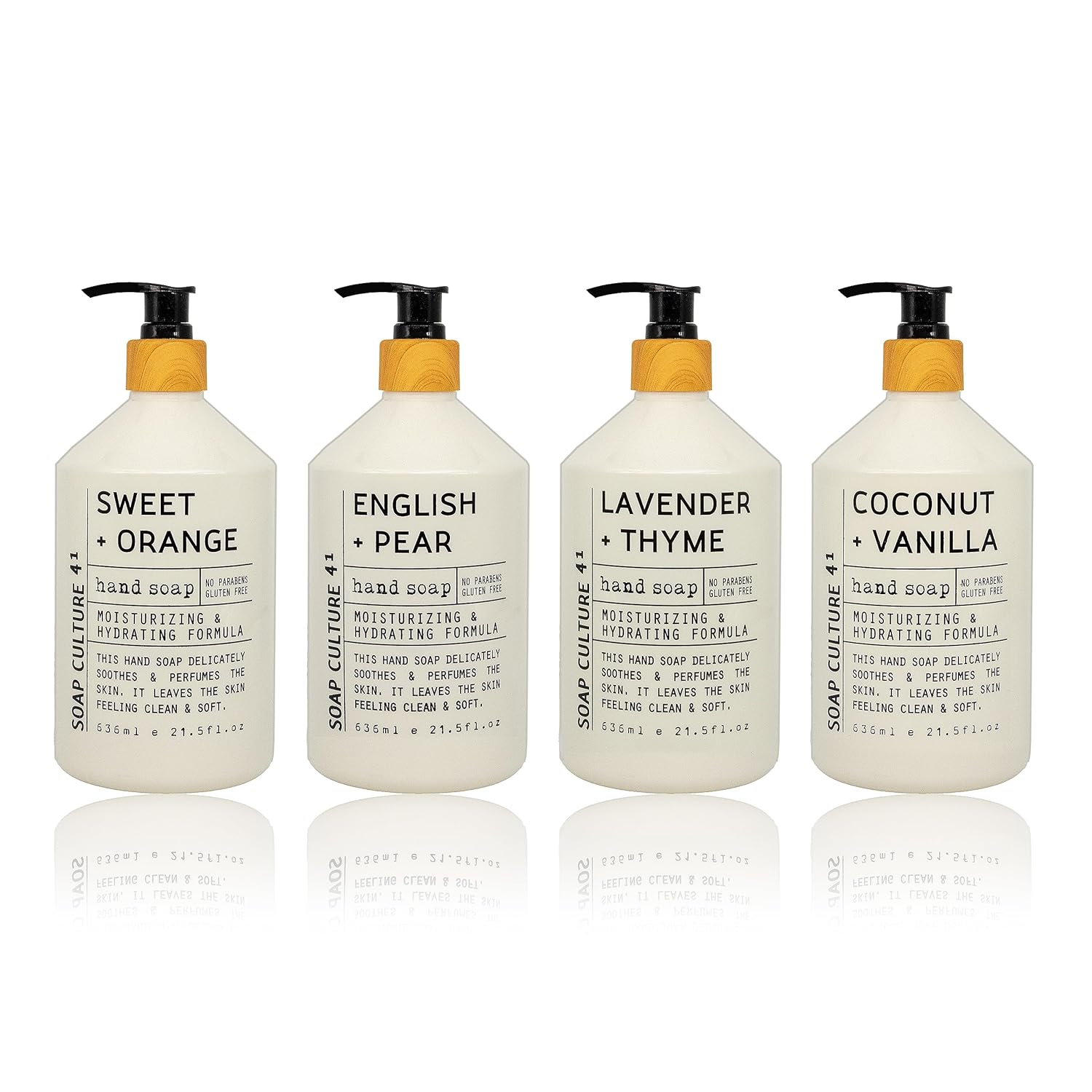 Soap Culture Hand Soap Collection 4 Pack Scents (1) Sweet Orange, (1) English Pear, (1