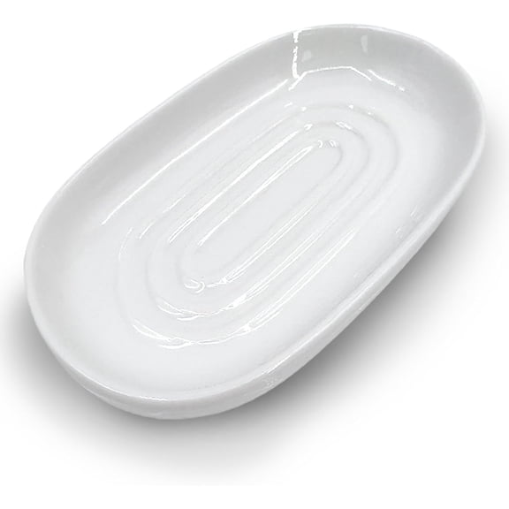 Soap Dish, Ceramic Soap Dish with Marble PatternShower, Soap Saver Tray for Bathroom, Kitchen Sink & Vanity, Multi-Use Holder for Jewelry, Rings, Keys (1 Pack, White)