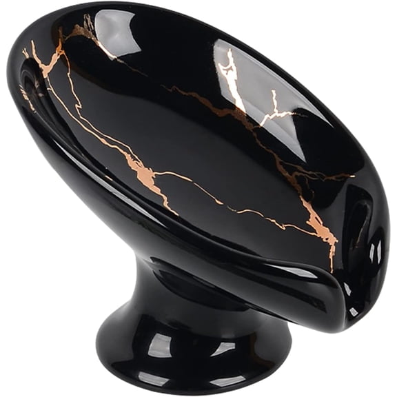 Soap Dish, Ceramic Soap Holder Self Draining Leaf Shape Bar Soap Holder, Marble Look Black Drain Soap Dish Holder for Bathroom, Easy to Clean Keeps Soap Dry, ANTIS'S HOME : Home & Kitchen